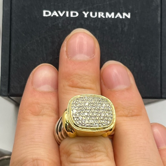 David Yurman Noblesse 18K Gold & Sterling Silver Pave Diamond Ring - Picture 9 of 15